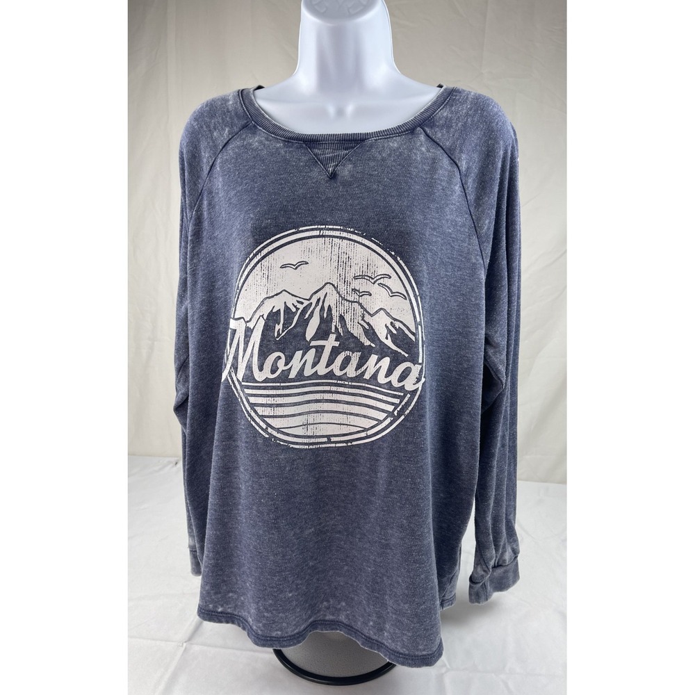 GRAYSON THREADS MONTANA CREWNECK SWEATSHIRT BLUE GRAPHIC PULLOVER ADULT XL